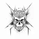 skull with flames  tattoo design idea