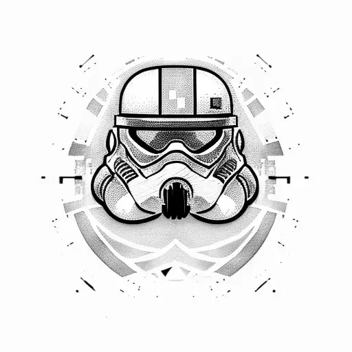 A nerdy Stormtrooper holding a game controller tattoo design idea