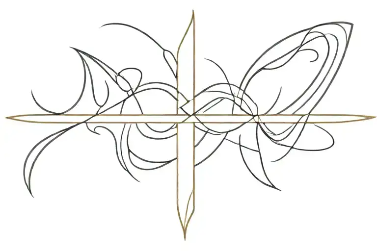 basque cross sun wave tattoo design idea
