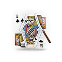 A traditional style tattoo of a cigar and a glass of whiskey with playing cards and poker chips around them tattoo design idea