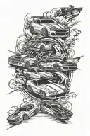 drift cars and speedboats tattoo design idea