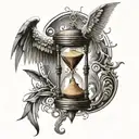 hourglass with wings 1/2  angel 1/2 demon  tattoo design idea
