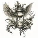 hourglass with wings 1/2  angel 1/2 demon  tattoo design idea