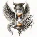 hourglass with wings 1/2  angel 1/2 demon  tattoo design idea