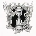 hourglass with wings 1/ angel 1/2 demon  tattoo design idea