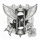 hourglass with wings 1/ angel 1/2 demon  tattoo design idea