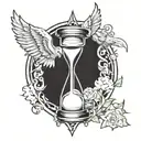 hourglass with wings 1/ angel 1/2 demon  tattoo design idea