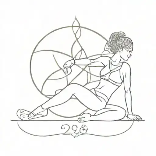 A minimalist tattoo design of the number 26 creatively incorporated into a yoga pose, representing the client's love for yoga and their special connection to the number 26 tattoo design idea