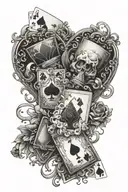 Create a tattoo that represents the bond between a grandparent and grandchild through the shared love of playing cards, with the symbols intertwined in a meaningful way tattoo design idea