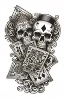 Create a tattoo that represents the bond between a grandparent and grandchild through the shared love of playing cards, with the symbols intertwined in a meaningful way tattoo design idea