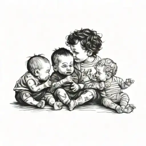 Tattoo listing my children in order: Baby One, Micah Corbin, Asher, Elisha tattoo design idea