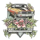 1969 Chevelle and flowers tattoo design idea
