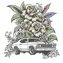 1969 Chevelle and flowers tattoo design idea