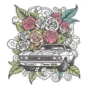 1969 Chevelle and flowers tattoo design idea