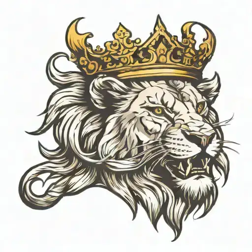 Lion crown cub howling tattoo design idea