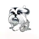 shih tzu minimalist tattoo design idea