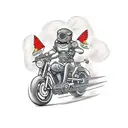 Create a tattoo design of a speeding motorcycle with gears and knowledge symbols tattoo design idea