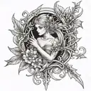 dagger vines fairys tattoo design idea