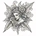 dagger vines fairys tattoo design idea