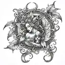 dagger vines fairys tattoo design idea