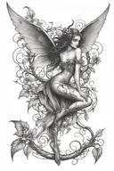 dagger vines fairys tattoo design idea
