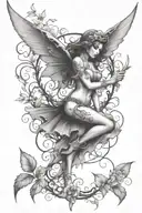 dagger vines fairys tattoo design idea