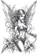 dagger vines fairys tattoo design idea