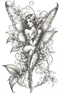 dagger vines fairys tattoo design idea