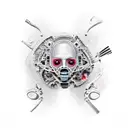 skin being ripped off with robotic parts showing underneath tattoo design idea