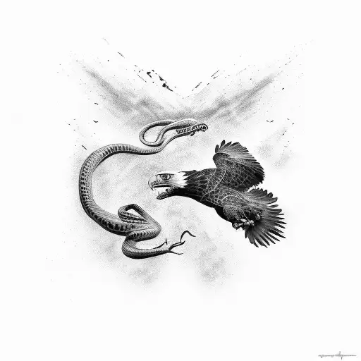 eagle fighting with snake  tattoo design idea