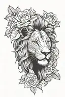 lion savage rose tattoo design idea