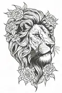 lion savage rose tattoo design idea