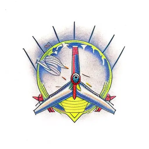 Boeing 747 plane with tail number 77 make the tail into a heart  tattoo design idea