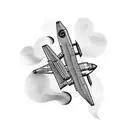 small Boeing 747  with tail number 77 tattoo design idea