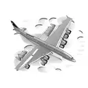 small Boeing 747  with tail number 77 tattoo design idea