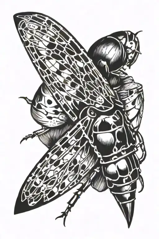 a stiletto with a cicada on its blade tattoo design idea