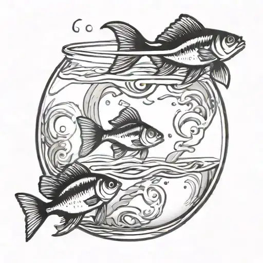 two lost souls swimming in a fish bowl tattoo design idea