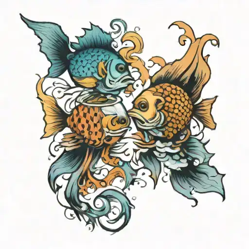 two lost souls swimming in a fish bowl tattoo design idea