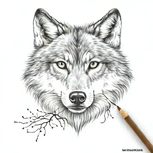 wolfs eyes looking with April 23 number tattoo design idea
