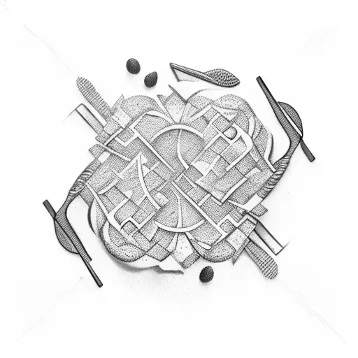An abstract design combining food items you love in a unique pattern tattoo design idea