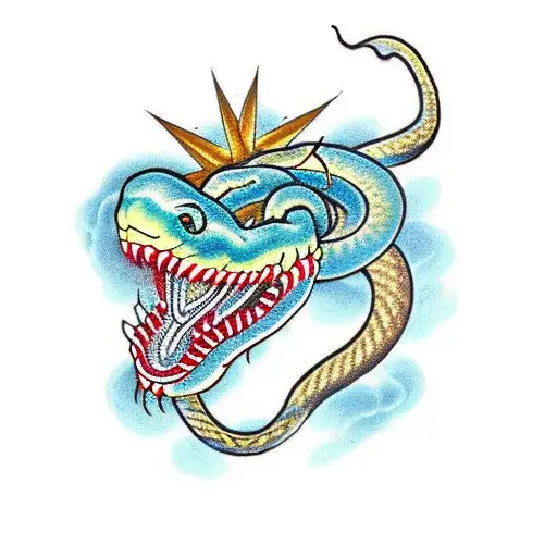 snake intertwined with Chinese dragon tattoo design idea