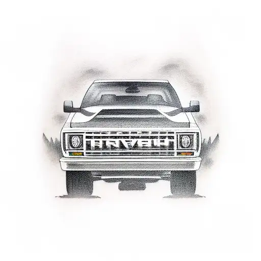 85 chevy silverado driving on farm tattoo design idea