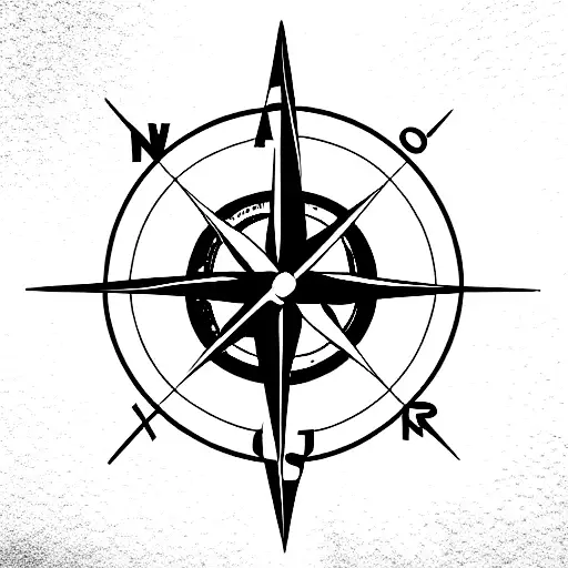 compass, Roman numbers, airplane tattoo design idea