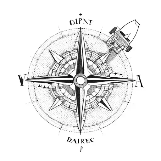 airplane, compass tattoo design idea