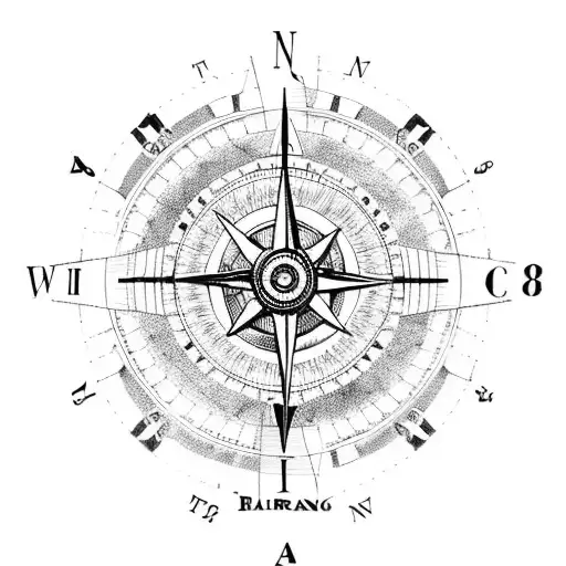 airplane, compass, Roman numbers tattoo design idea
