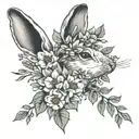 rabbit ears with columbine, indian paint brush and aspen leaves tattoo design idea