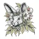 rabbit ears with columbine, indian paint brush and aspen leaves tattoo design idea