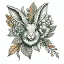 rabbit ears with columbine, indian paint brush and aspen leaves tattoo design idea