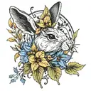 rabbit ears with columbine, indian paint brush and aspen leaves tattoo design idea