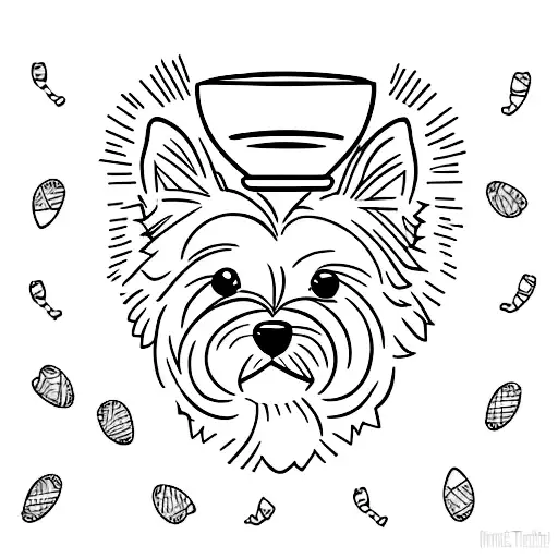 A minimalist tattoo of a coffee cup with a cairn terrier silhouette inside tattoo design idea